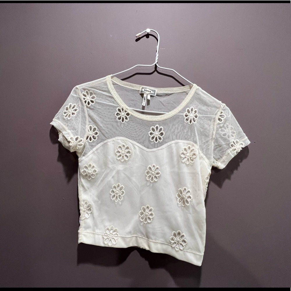 Mesh floral crop top